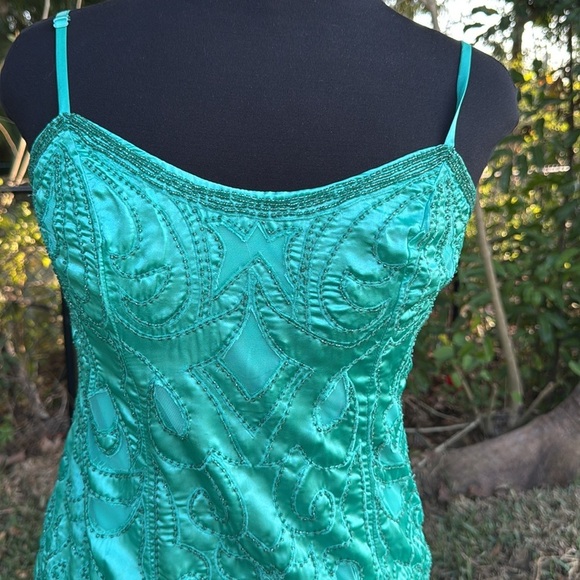 ASOS DESIGN cami embellished sequin seamed maxi dress in dark mint, size 8 - Picture 2 of 9